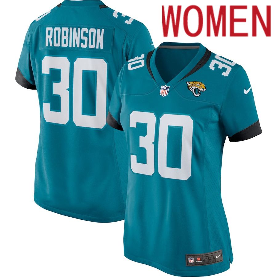 Women Jacksonville Jaguars 30 James Robinson Nike Green Player Game Team NFL Jersey